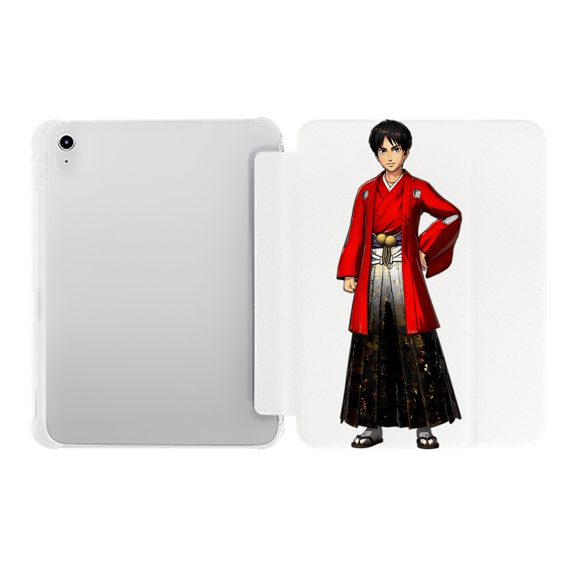 （画像用） 進撃の巨人 エレン･イェーガー Attack on Titan Eren Jäger IPad ケース ペン収納付き 三つ折りスタンド PUレザー×シリコン 対応機種9.5/10.5/10.9インチ